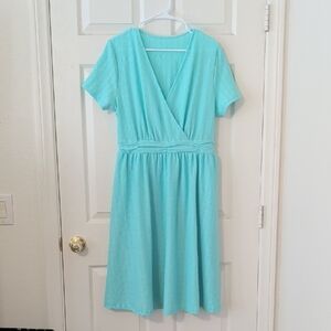 Source Unknown Aqua Blue Midi Wrap Dress